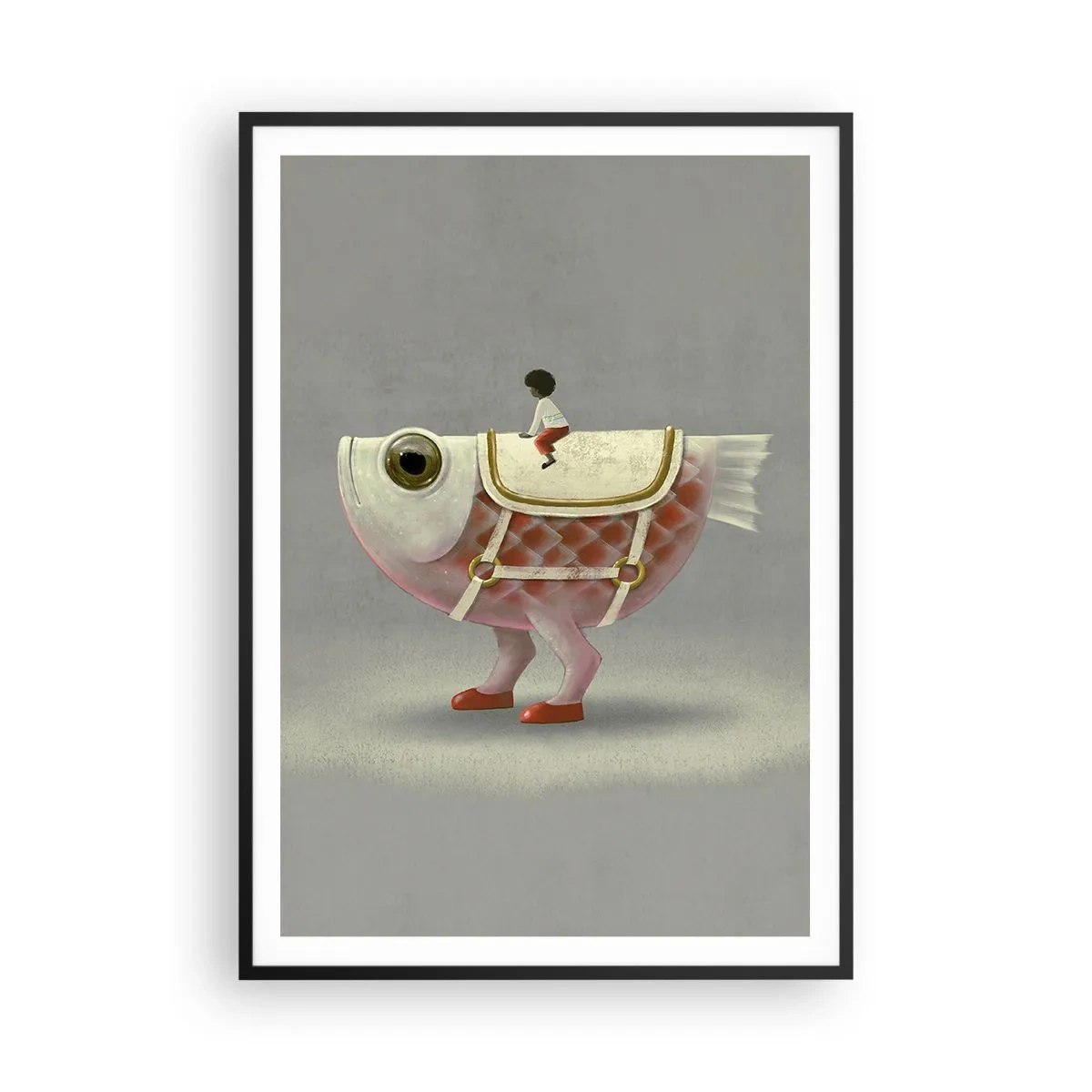 Poster in black frame - Fish Jockey - 70x100 cm