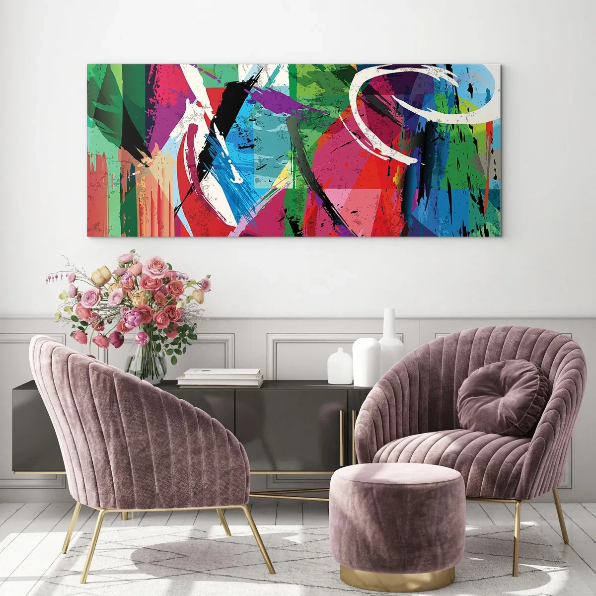 Glass picture - Fast, Vividly and Jamming - 90x30 cm