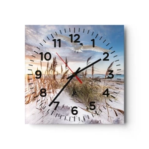 Wall clock - Clock on glass - Wind from the Sea - 40x40 cm