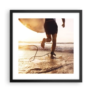 Poster in black frame - Encounter with a Wave - 40x40 cm