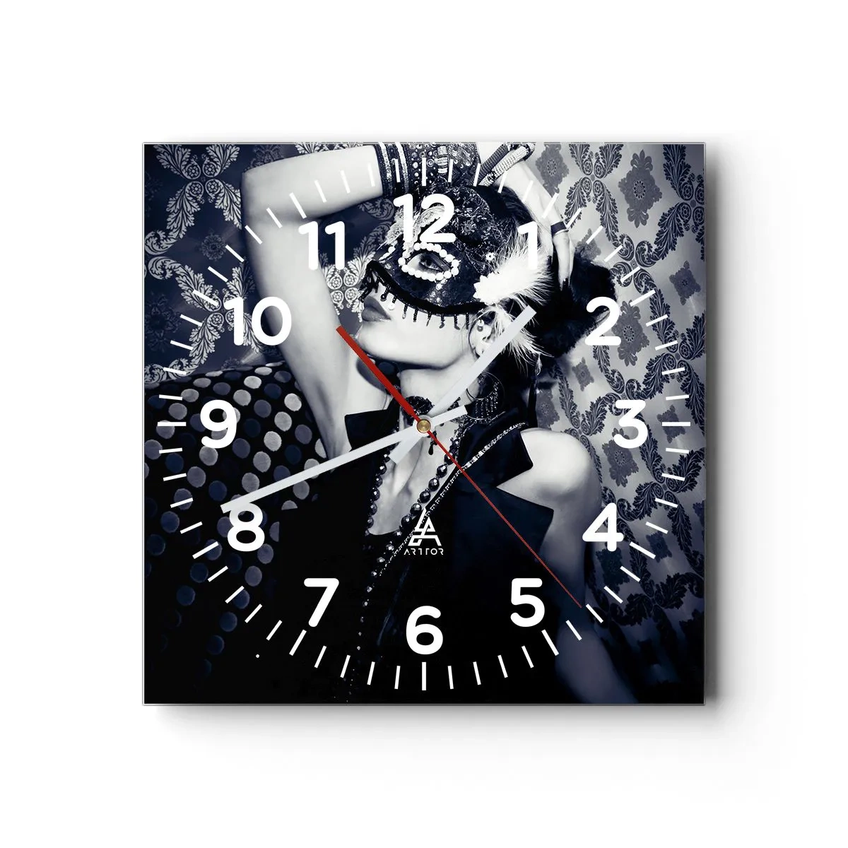 Wall clock - Clock on glass - Decorations, Ornaments, Patterns - 40x40 cm
