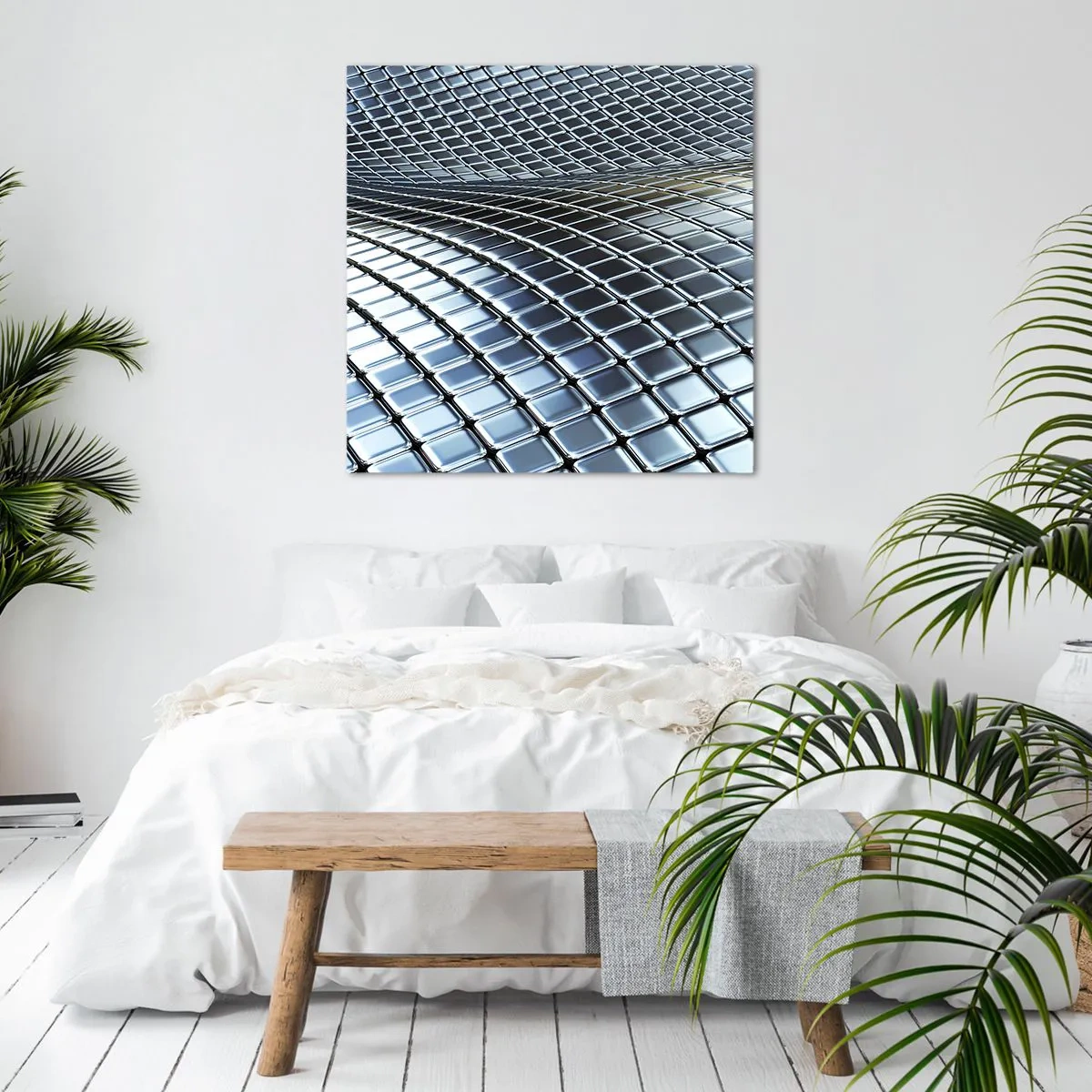 Canvas picture - Metallic Silver Wave - 40x40 cm