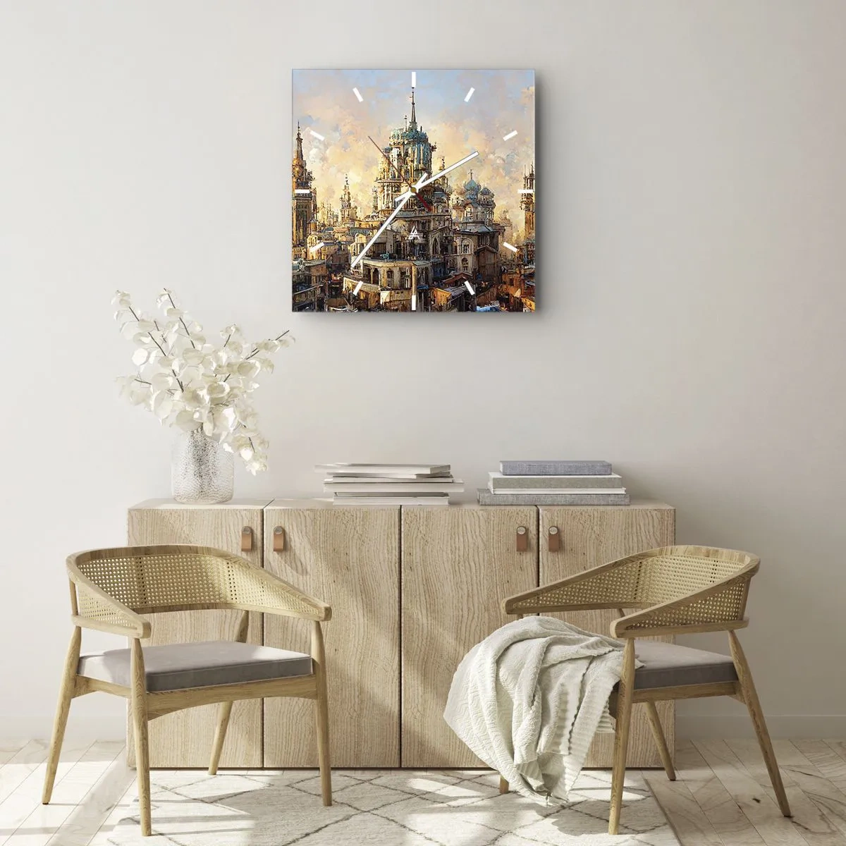 Wall clock - Clock on glass - City of Cities - 30x30 cm