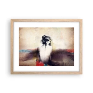 Poster in light oak frame - Gentle Lines, Oval Shapes - 40x30 cm