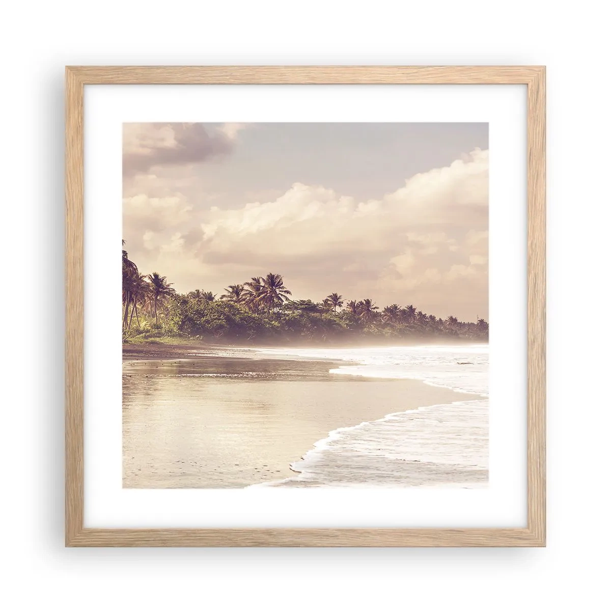 Poster in light oak frame - Caress of the Waves - 40x40 cm