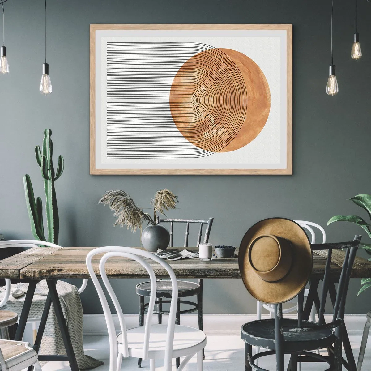 Poster in light oak frame - Sunny Composition - 50x40 cm