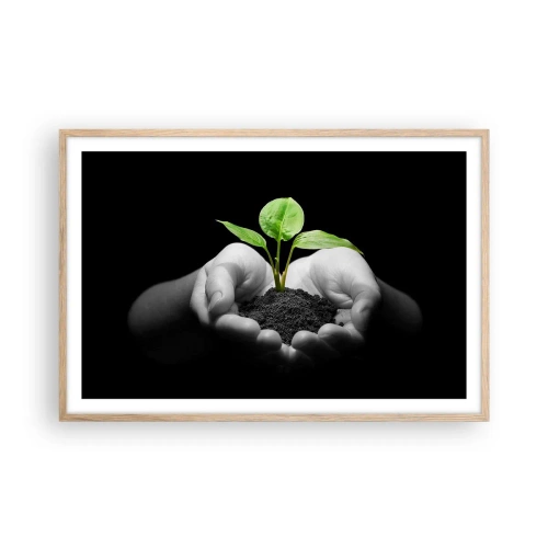 Poster in light oak frame - I Love Nature, I Protect It - 91x61 cm