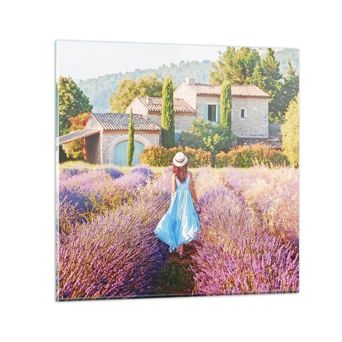 Glass picture - Lavender Girl - 40x40 cm