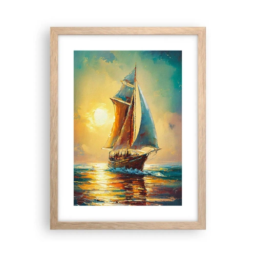 Poster in light oak frame - Under Full Sails - 30x40 cm
