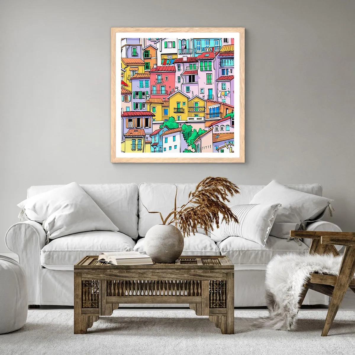Poster in light oak frame - Merry City - 50x50 cm