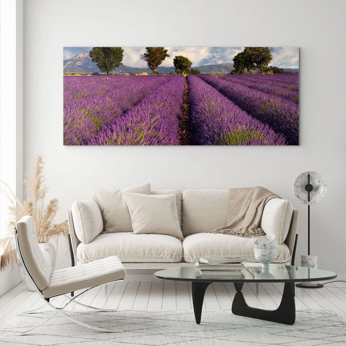Glass picture - Lavender Fields - 90x30 cm