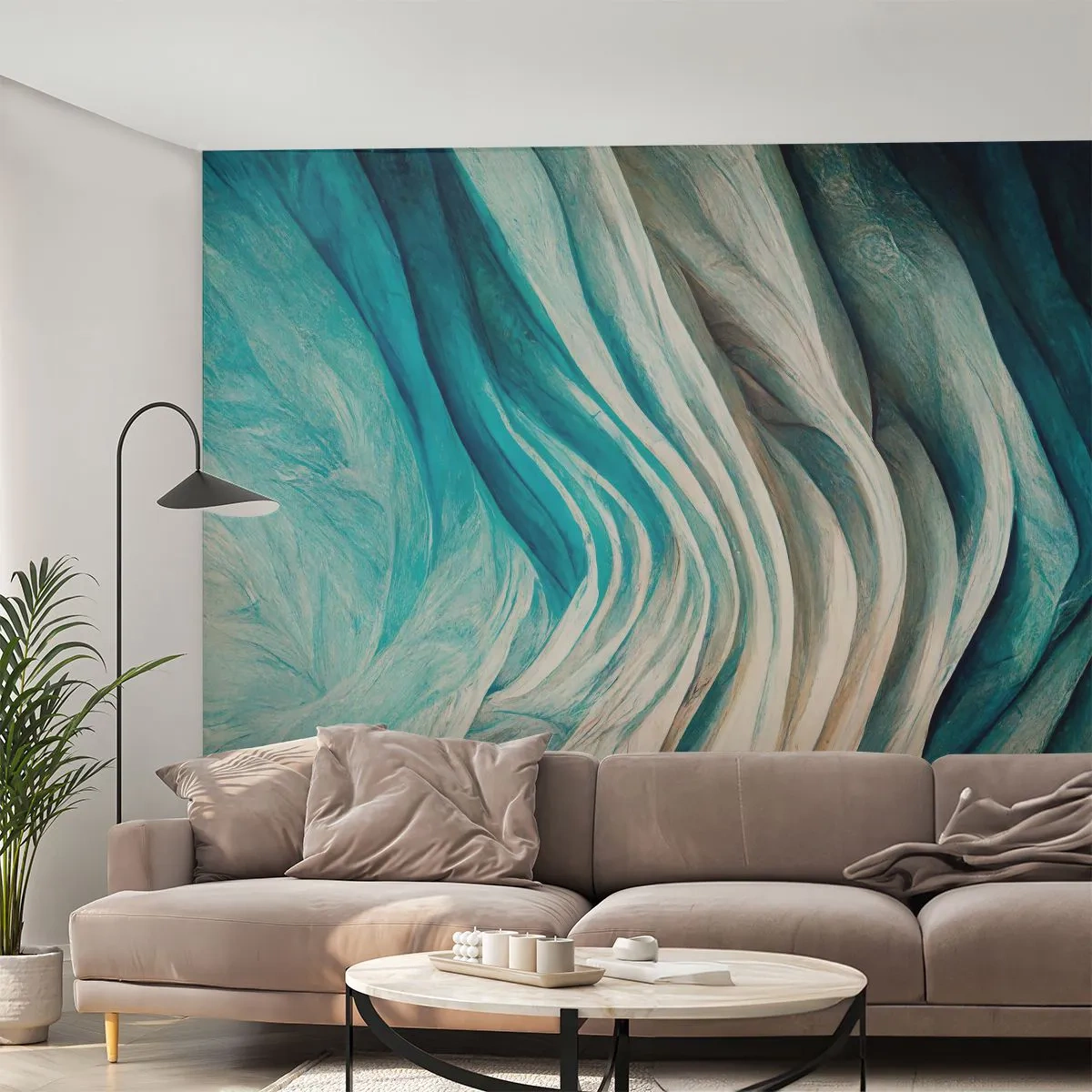 Custom Self-Adhesive Wallpaper Deluxe Sticker - Blue Insatiability - Piece, 3D, Abstraction