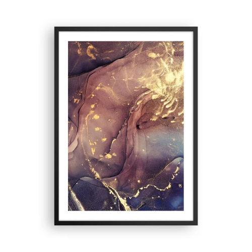 Poster in black frame - An abstract composition with shades of gold and brown in an artistic style. - 50x70cm - Matter and Spirit - Modern wall decoration for the living room and bedroom ARTTOR
