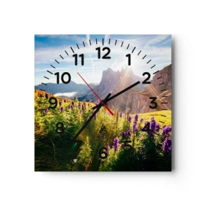 Wall clock - Clock on glass - Secret Life of Herbs - 40x40 cm