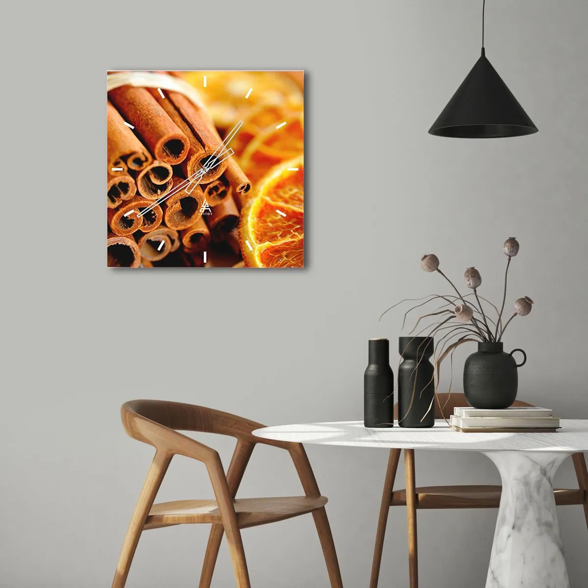 Wall clock - Clock on glass - Can You Smell the Aroma? - 40x40 cm