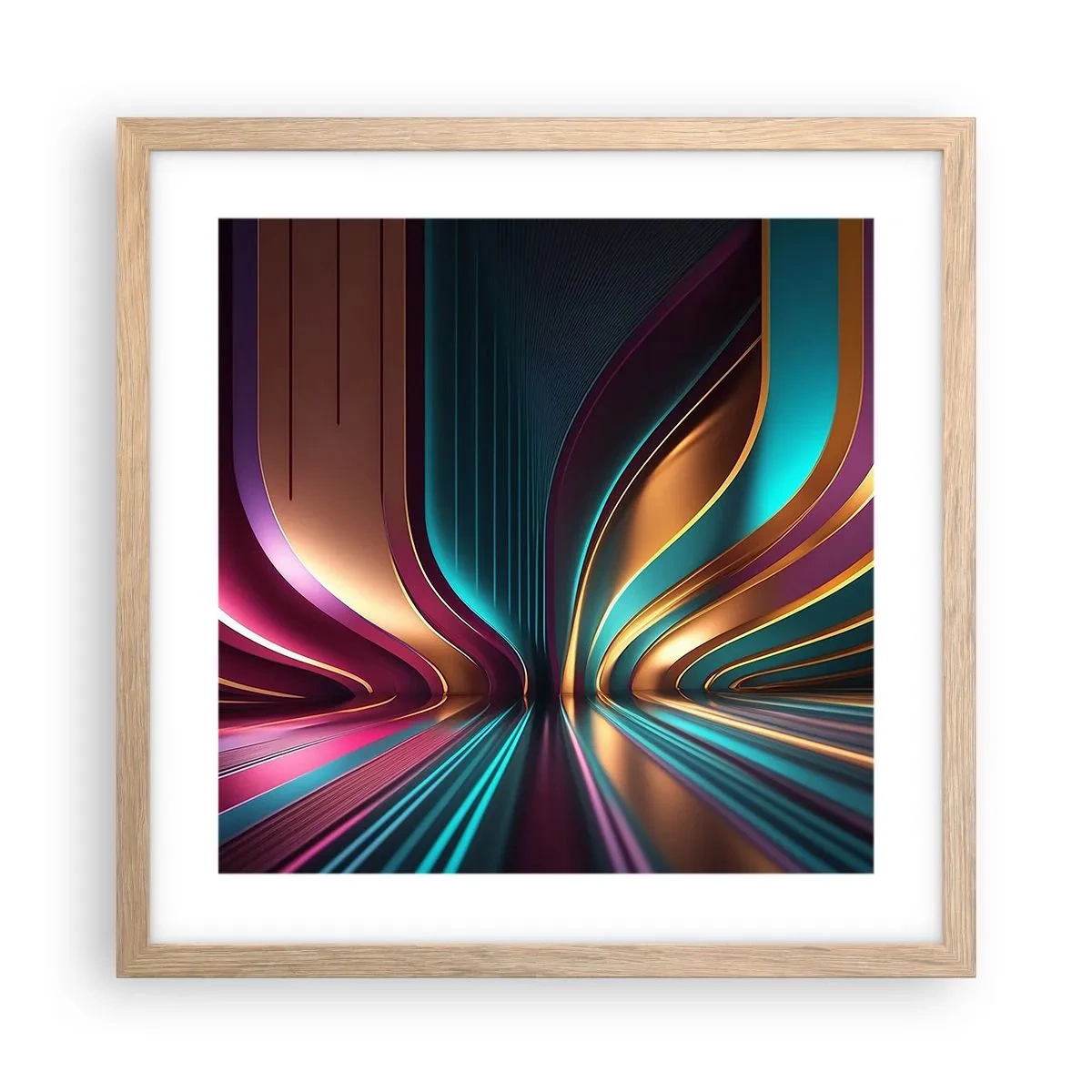 Poster in light oak frame - Architecture of Light - 40x40 cm