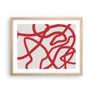 Poster in light oak frame - Red on White - 50x40 cm