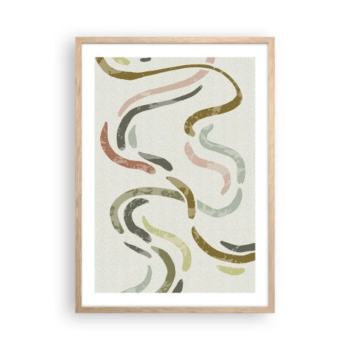 Poster in light oak frame - Cheerful Dance of Abstraction - 50x70 cm