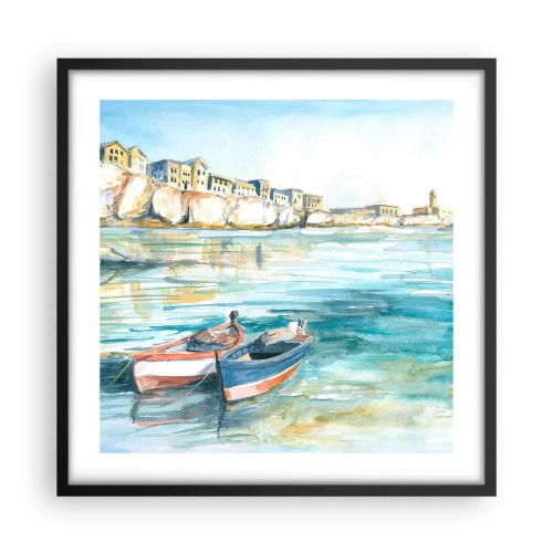 Poster in black frame - Landscape in Azure - 50x50 cm