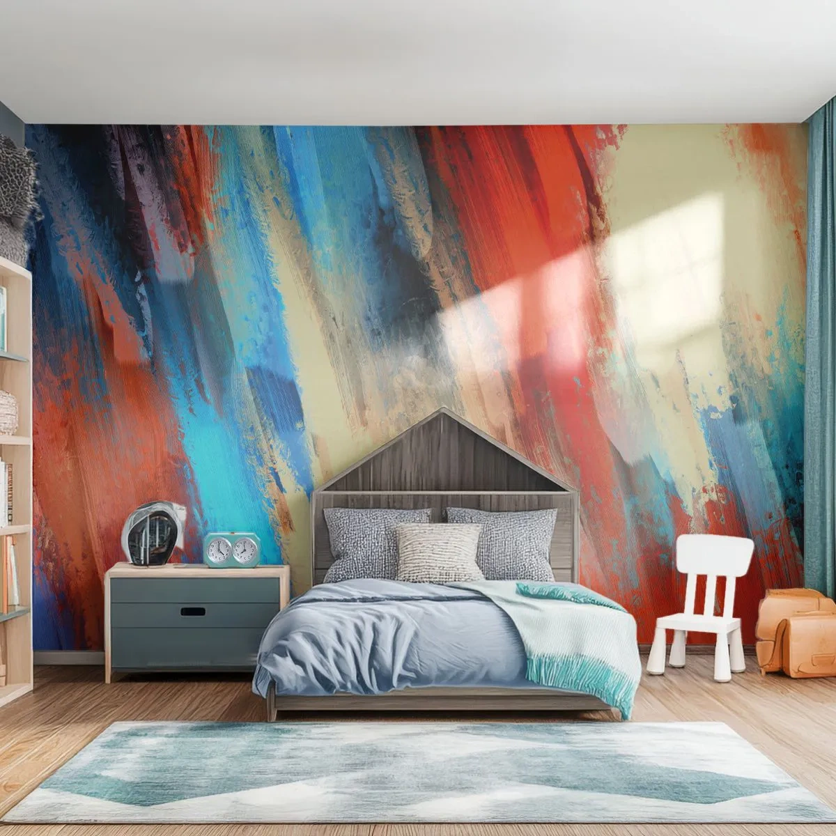 Photo Wallpaper Premium Canvas - Cascade of Colours - Abstraction, Piece, Modern Pattern - 300x210 cm