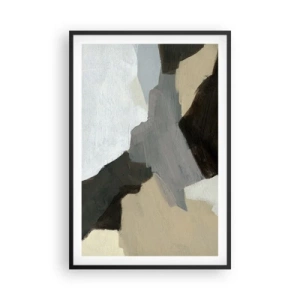 Poster in black frame - Abstract: Crossroads of Grey - 61x91 cm