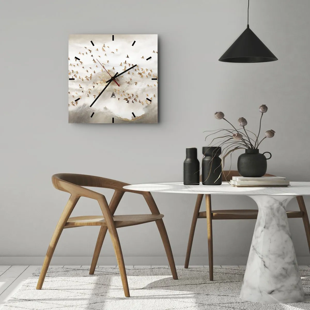 Wall clock - Clock on glass - It Is Time - 30x30 cm