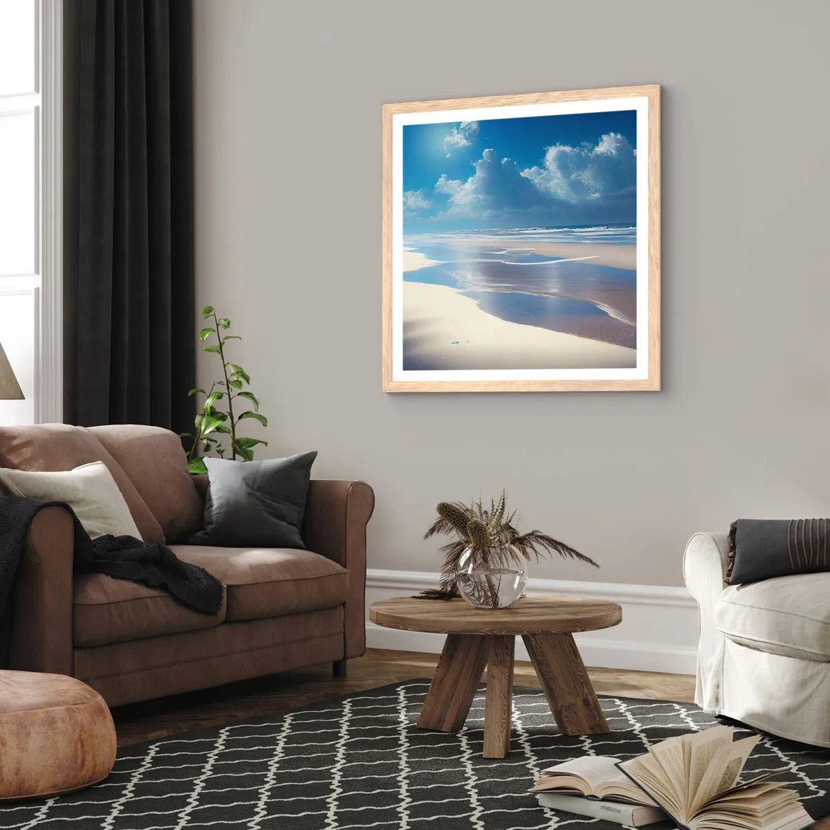Poster in light oak frame - Paradise Holiday - 60x60 cm