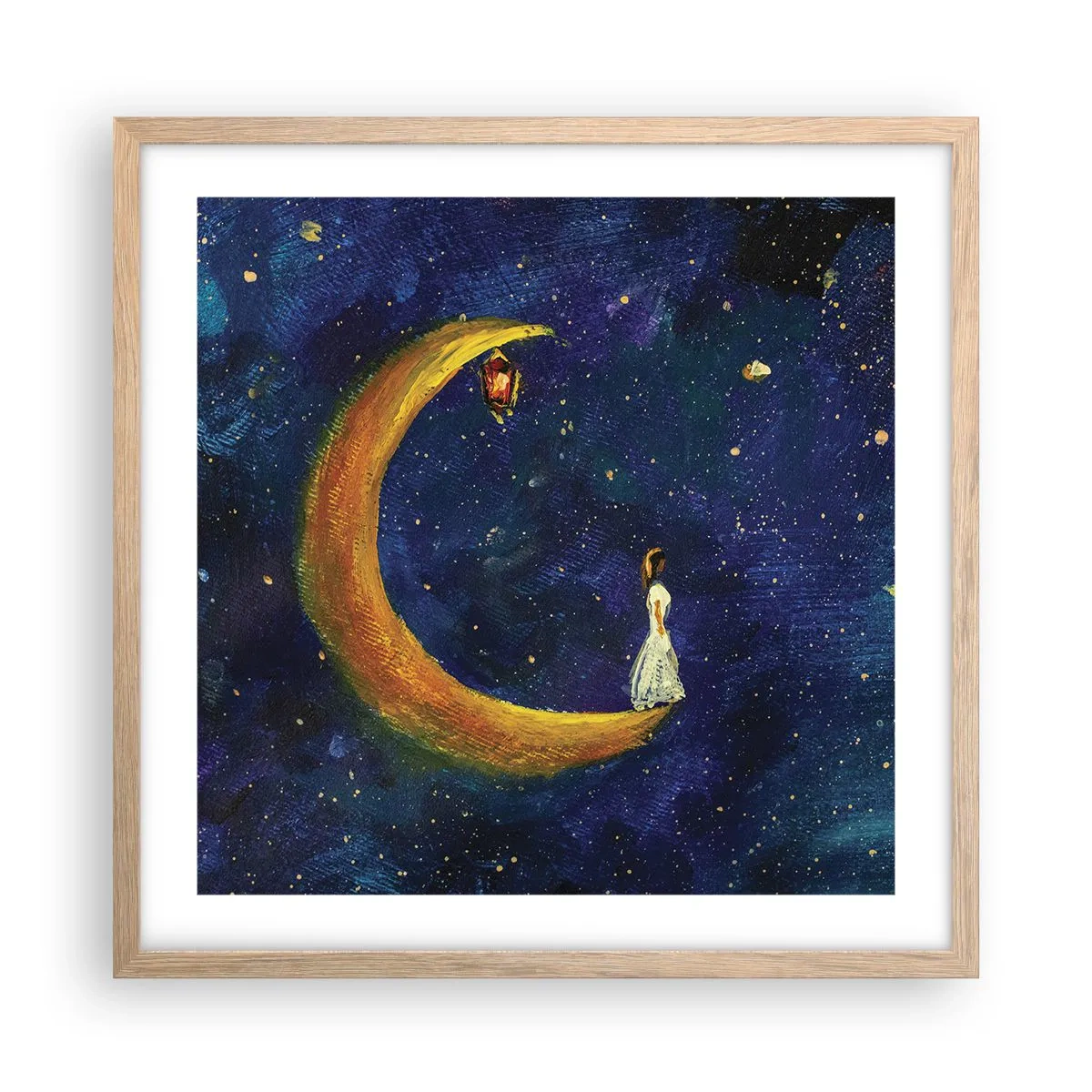 Poster in light oak frame - Calling of the World - 50x50 cm