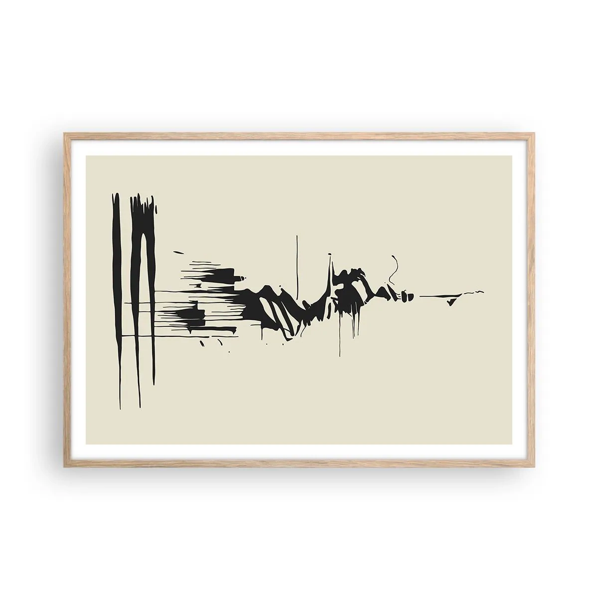 Poster in light oak frame - Hasty Abstract - 100x70 cm