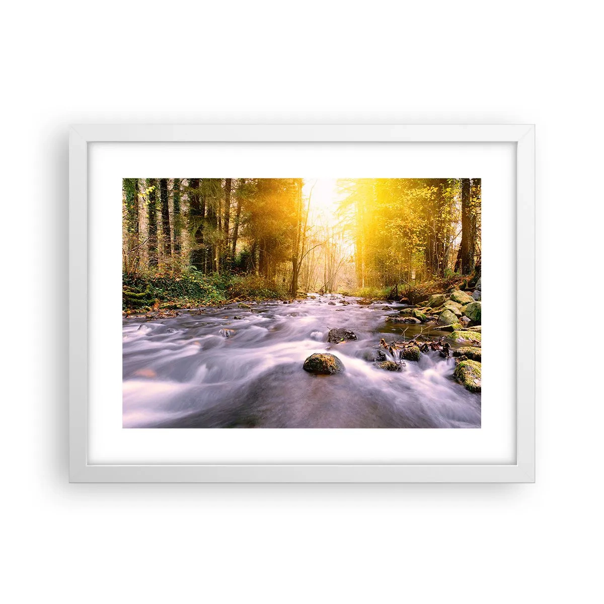 Poster in white frmae - Malachite in Silver and Gold Setting - 40x30 cm