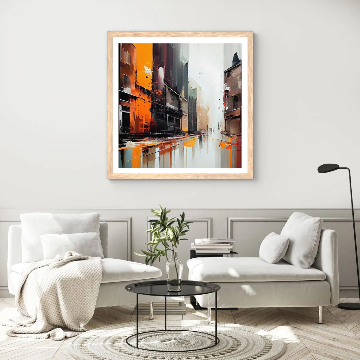 Poster in light oak frame - Rainy Day - 40x40 cm