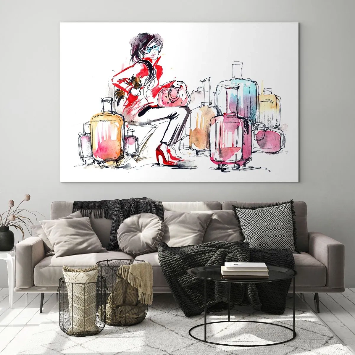Glass picture - Let's Sit down before Travel - 120x80 cm