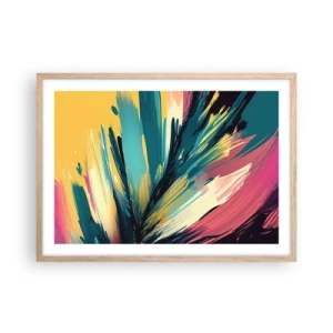 Poster in light oak frame - Composition -Explosion of Joy - 70x50 cm