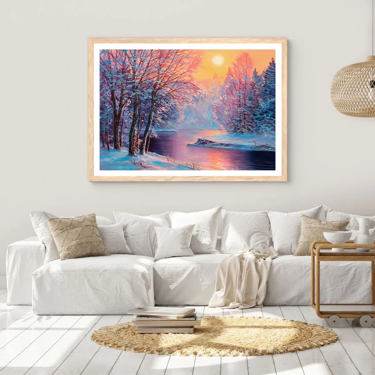 Poster in light oak frame - Colours of Winter - 50x40 cm