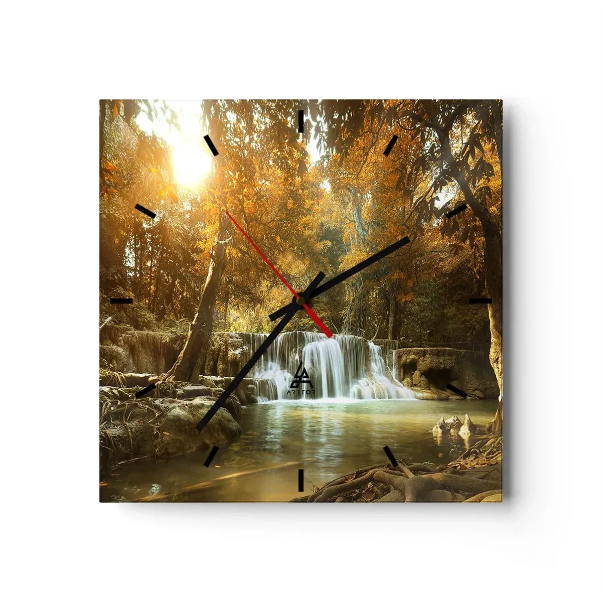 Wall clock - Clock on glass - Park Cascade - 40x40 cm
