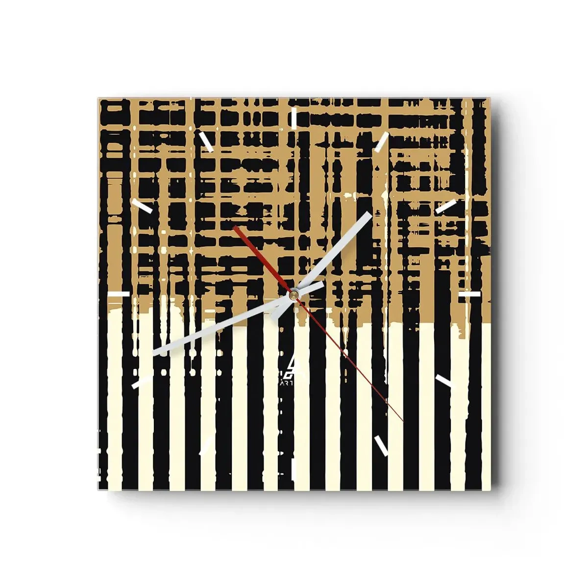 Wall clock - Clock on glass - Architectural Abstract - 30x30 cm
