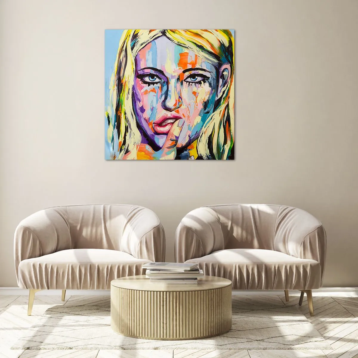 Glass picture - Look Her Straight in the Eyes - 50x50 cm
