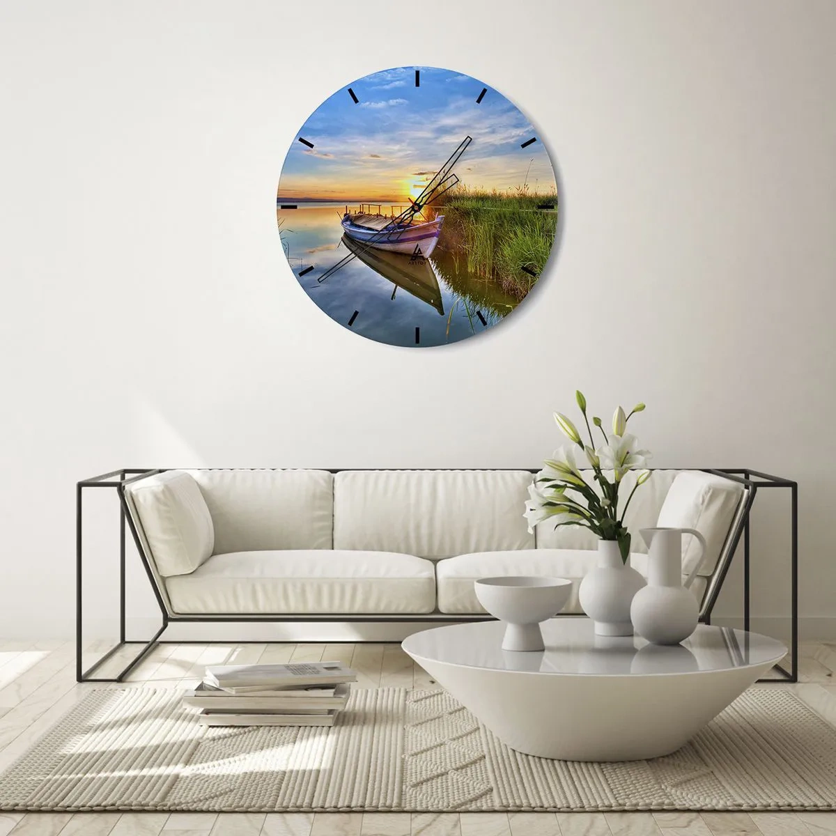 Wall clock - Clock on glass - Bay of Fulfilled Dreams - 30x30 cm