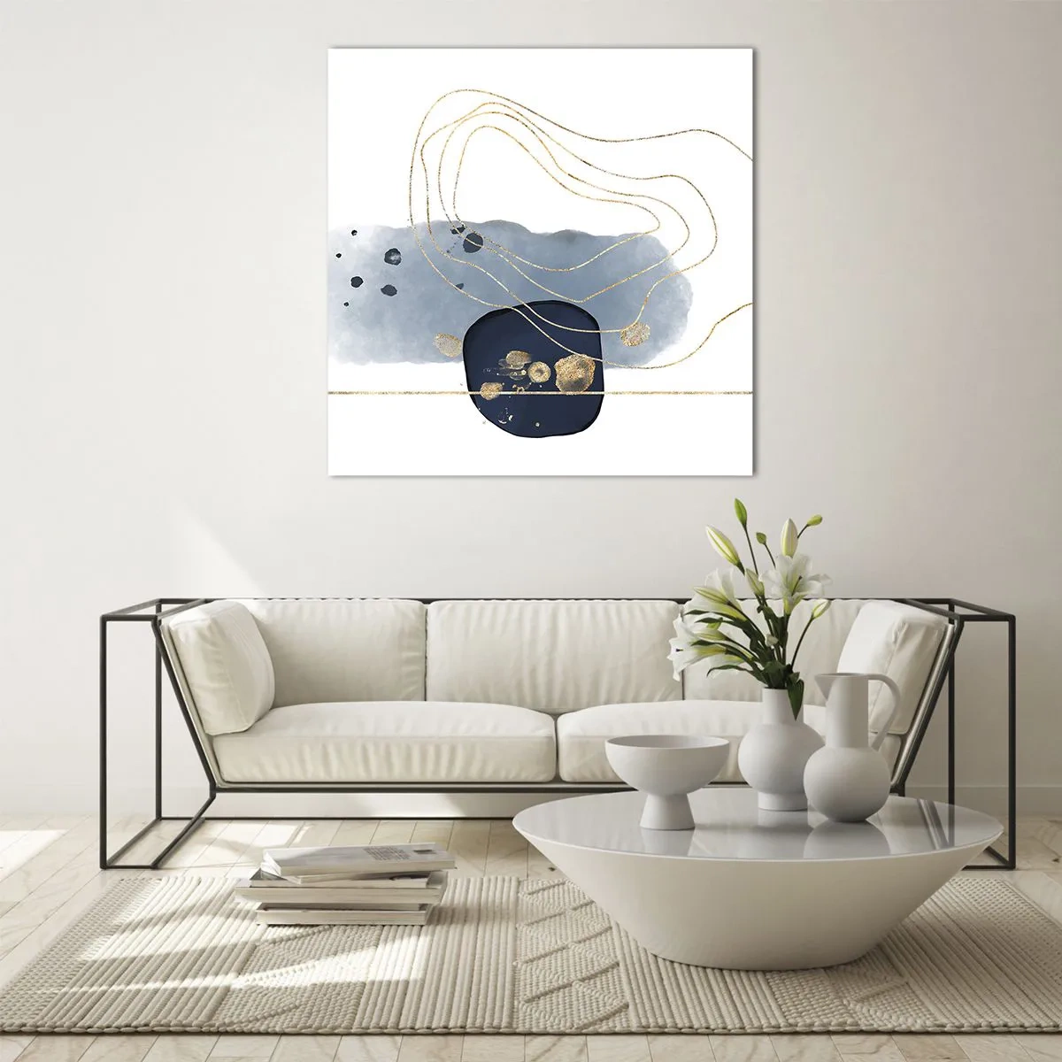 Glass picture - Blue and Gold Fantasy - 50x50 cm