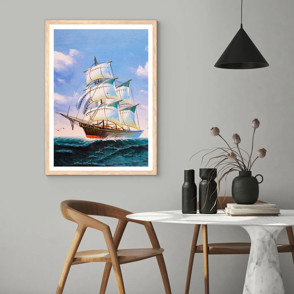 Poster in light oak frame - Proudly with Wind - 30x40 cm