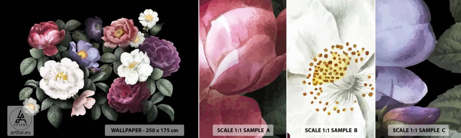 Photo Wallpaper Sample Self-Adhesive Deluxe Sticker - From an English Garden - Flowers, Bouquet of flowers, Flower Arrangement - 100x30 cm