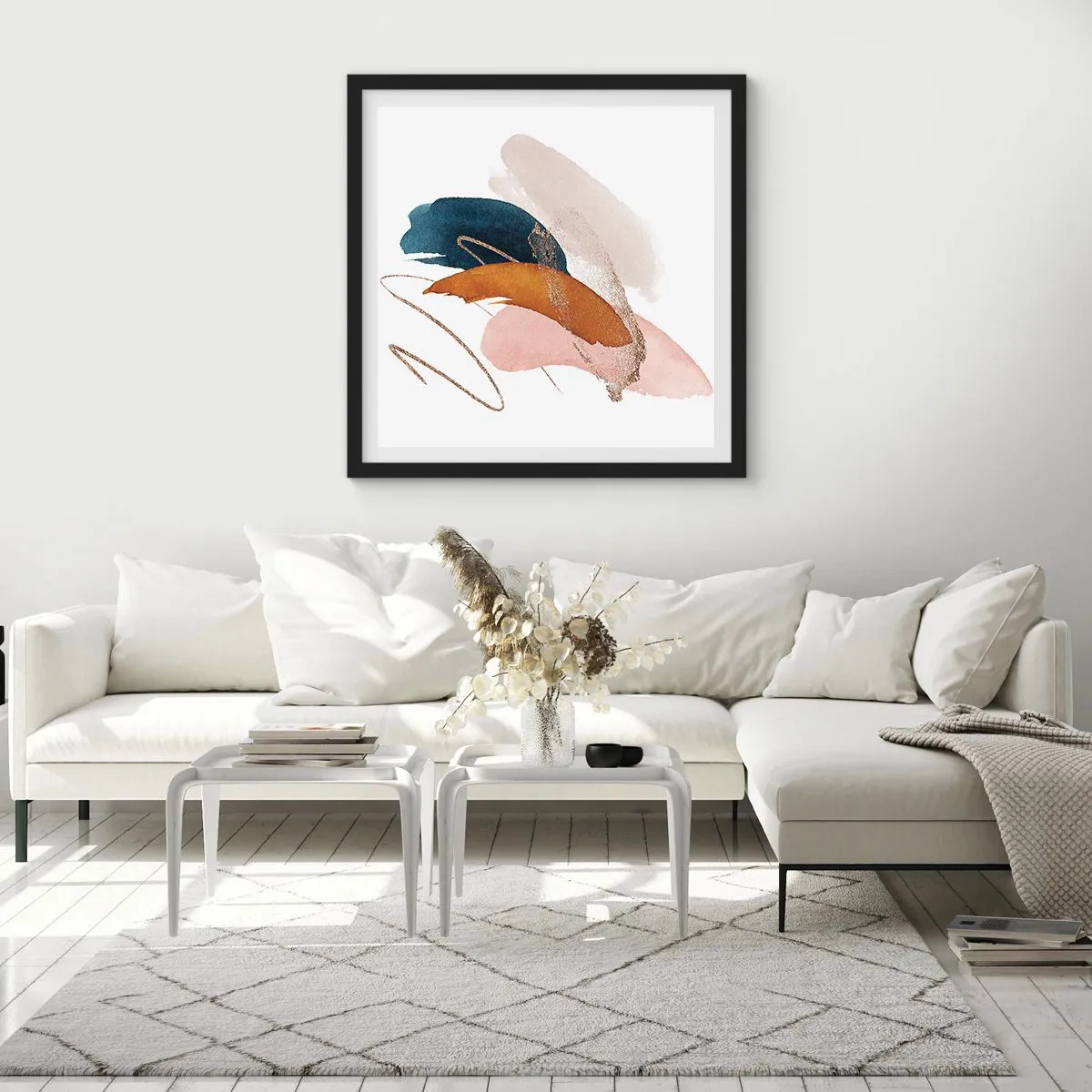 Poster in black frame - Composition with Wings - 60x60 cm