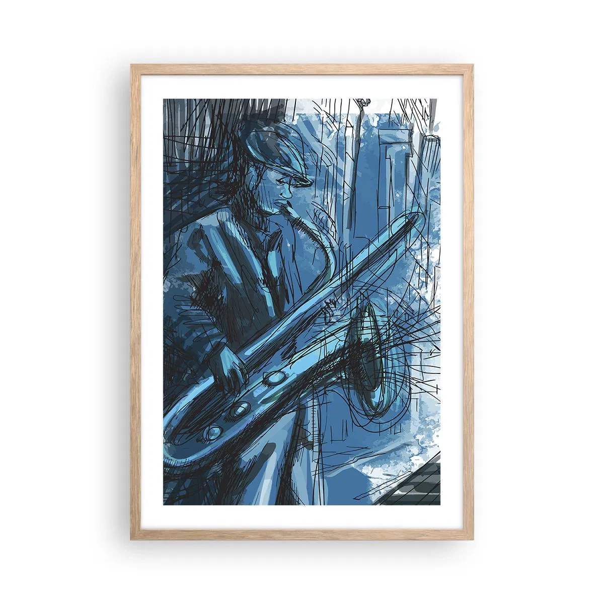 Poster in light oak frame - City Rhapsody - 50x70 cm