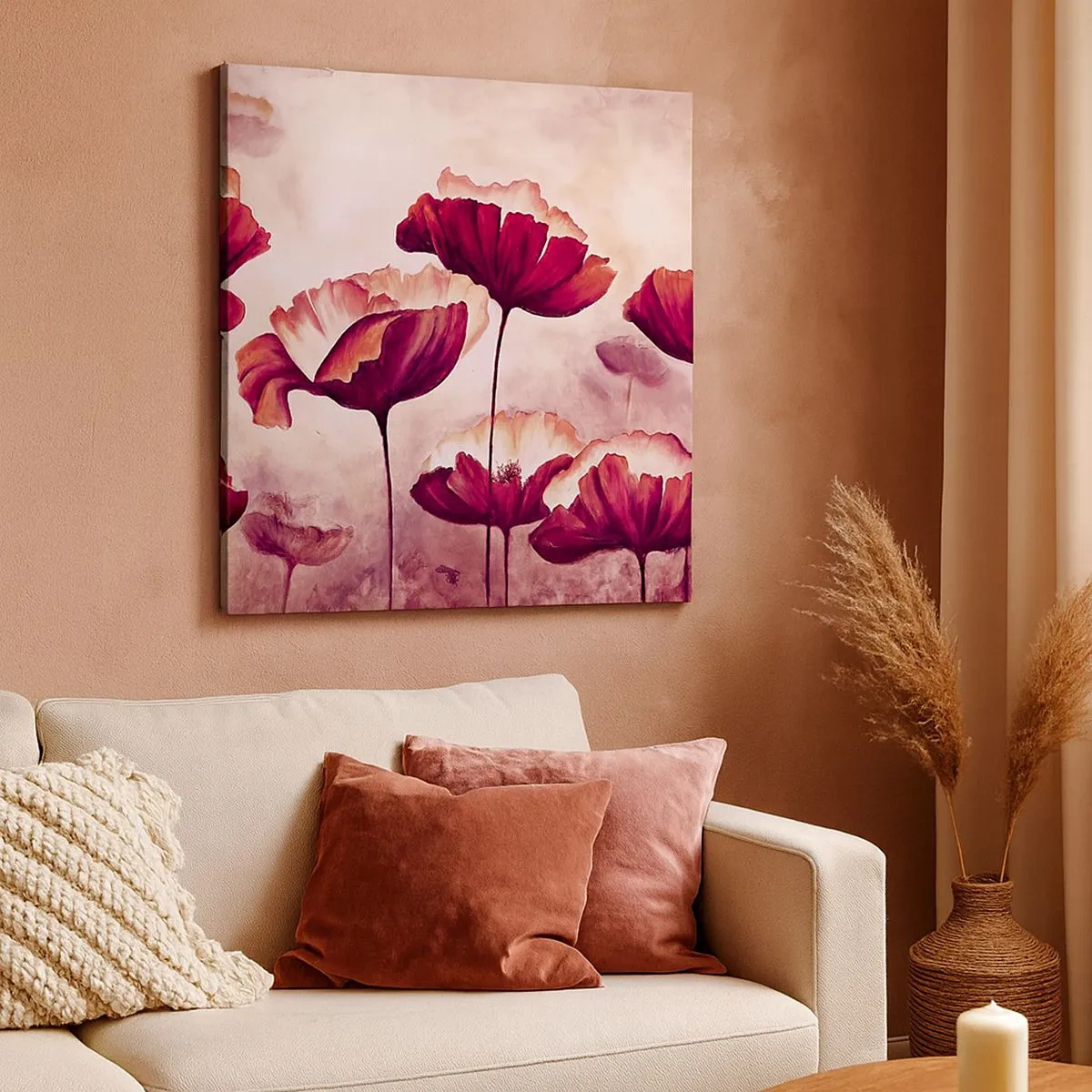 Canvas picture - Red and White Flake - 30x30 cm