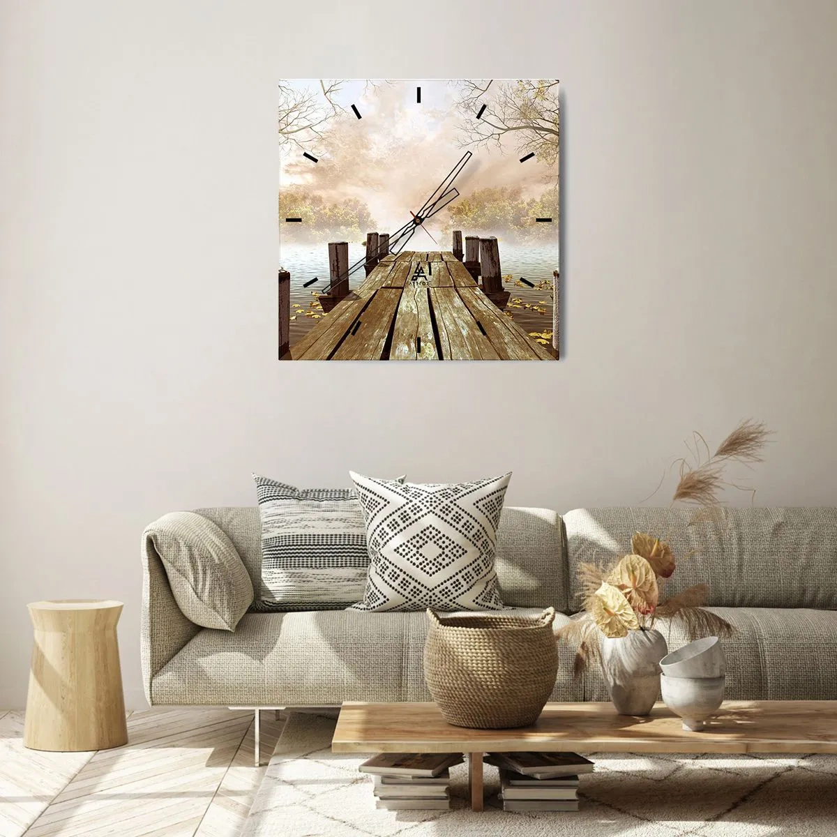 Wall clock - Clock on glass - Gentle Sadness of Autumn - 30x30 cm