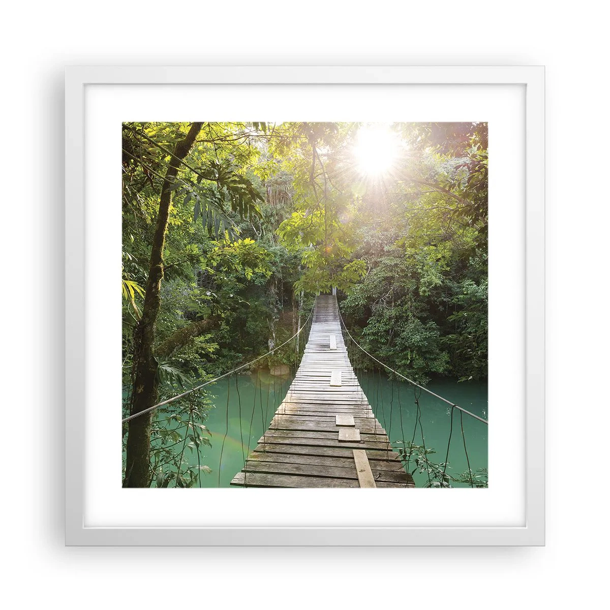 Poster in white frmae - Azure Water in Azure Forest - 40x40 cm
