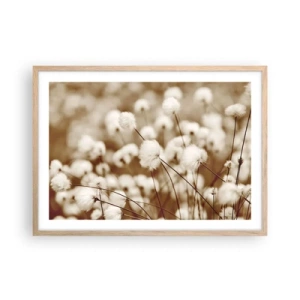 Poster in light oak frame - Fluffy field - 70x50 cm