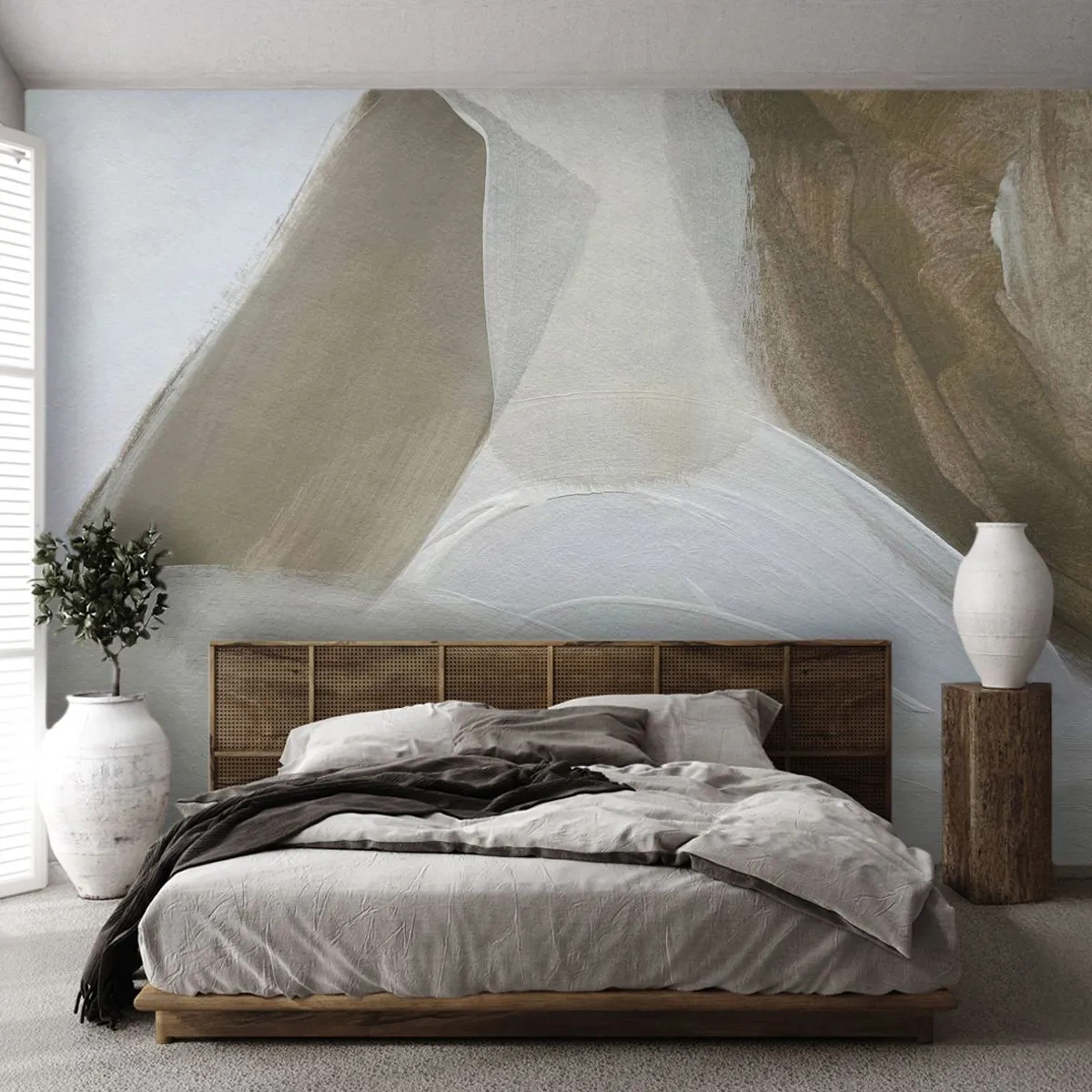 Photo Wallpaper Premium Canvas - Waves of White - Bright, Piece, Minimalistic - 100x70 cm