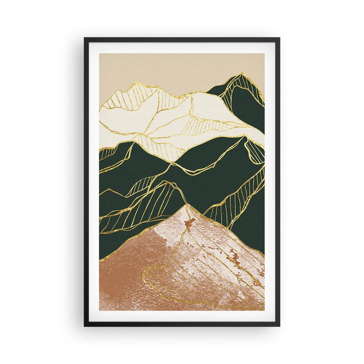 Poster in black frame - Golden Peaks - 61x91 cm