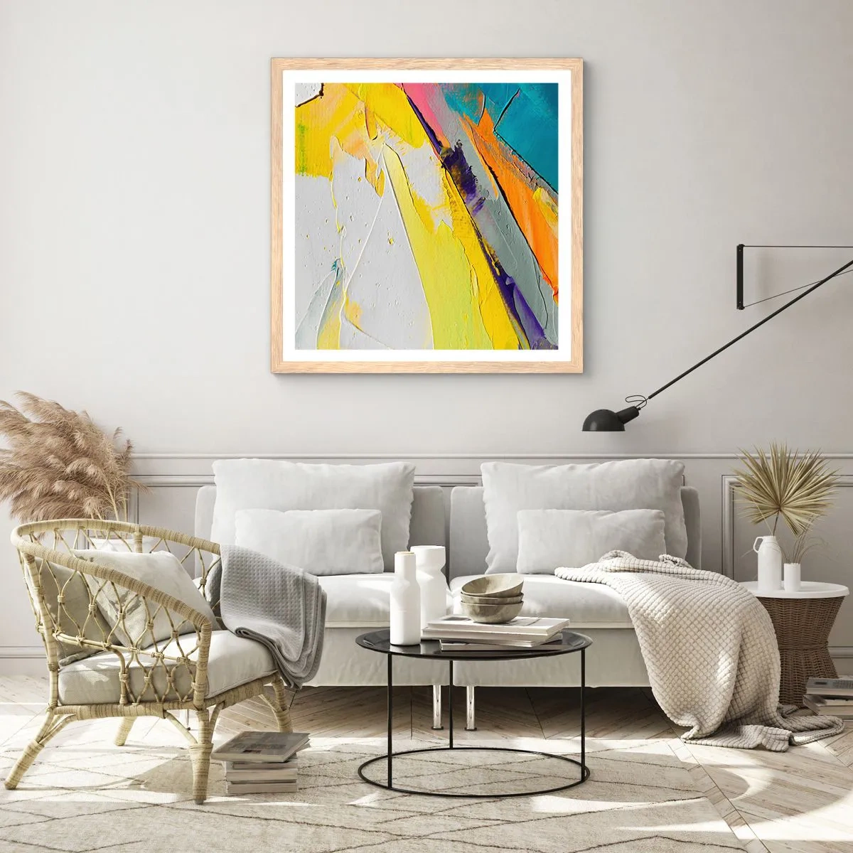 Poster in light oak frame - Anatomy of Light - 50x50 cm